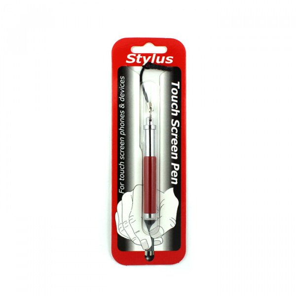 Wholesale Mini Shrinkable Stylus Touch Pen with Earphone Dust Cap (Red)